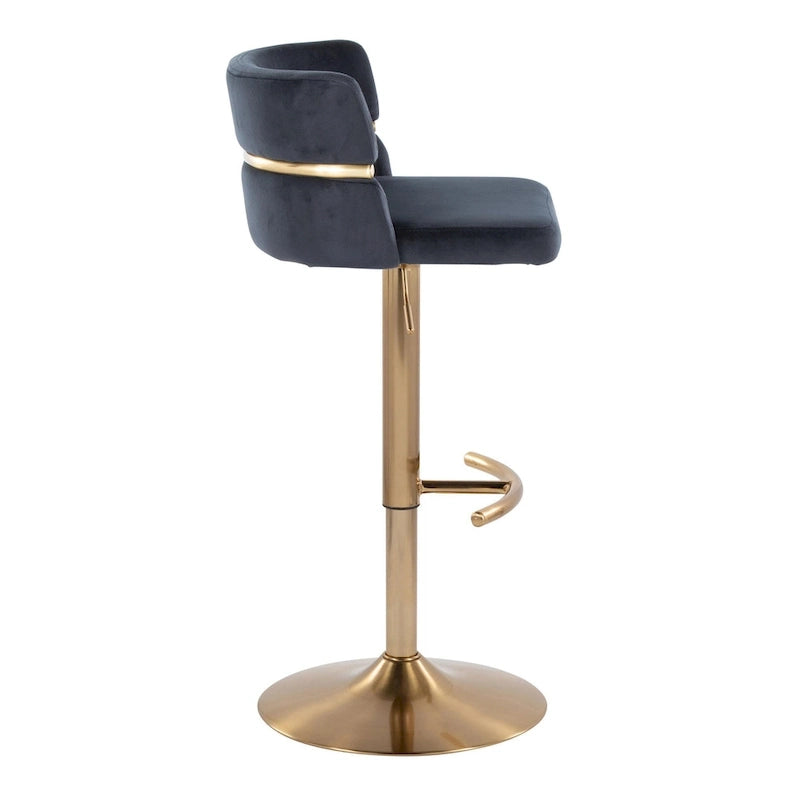 Tabouret de bar réglable avec repose-pieds en T arrondi (lot de 2)