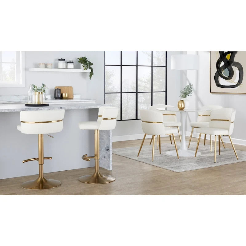 Tabouret de bar réglable avec repose-pieds en T arrondi (lot de 2)