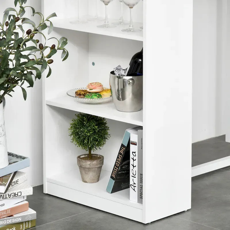 Table de bar avec étagère de rangement à 3 niveaux, table de bistrot, cadre métallique et plateau épais pour cuisine, blanche