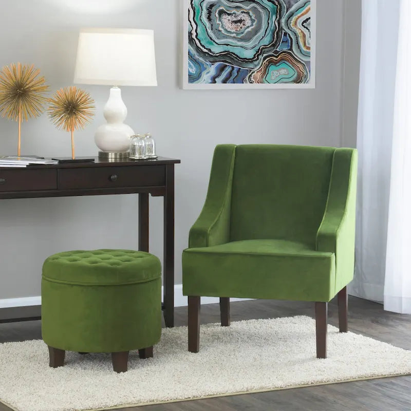 Fauteuil d'appoint en velours à accoudoirs arrondis