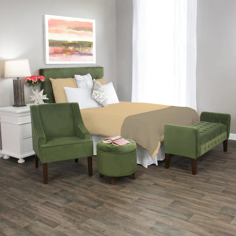Fauteuil d'appoint en velours à accoudoirs arrondis