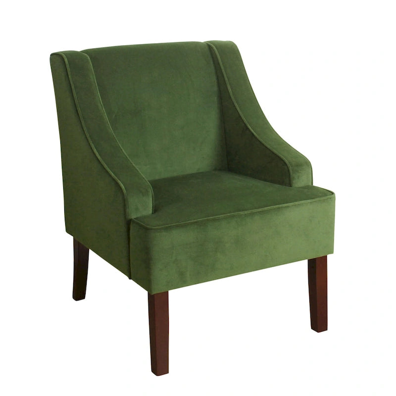 Fauteuil d'appoint en velours à accoudoirs arrondis