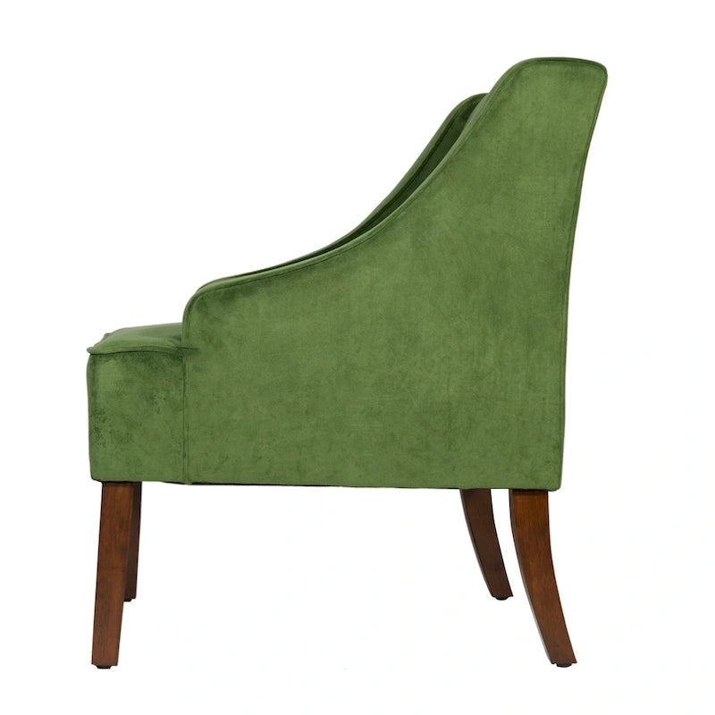 Fauteuil d'appoint en velours à accoudoirs arrondis
