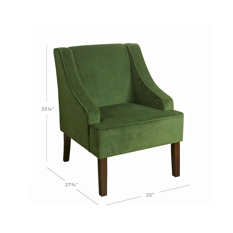 Fauteuil d'appoint en velours à accoudoirs arrondis