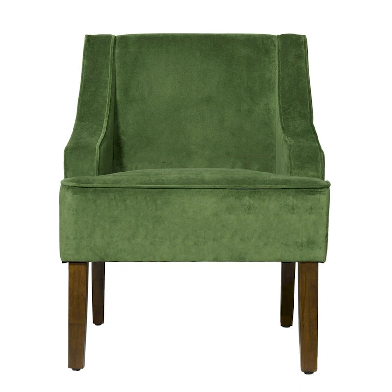 Fauteuil d'appoint en velours à accoudoirs arrondis