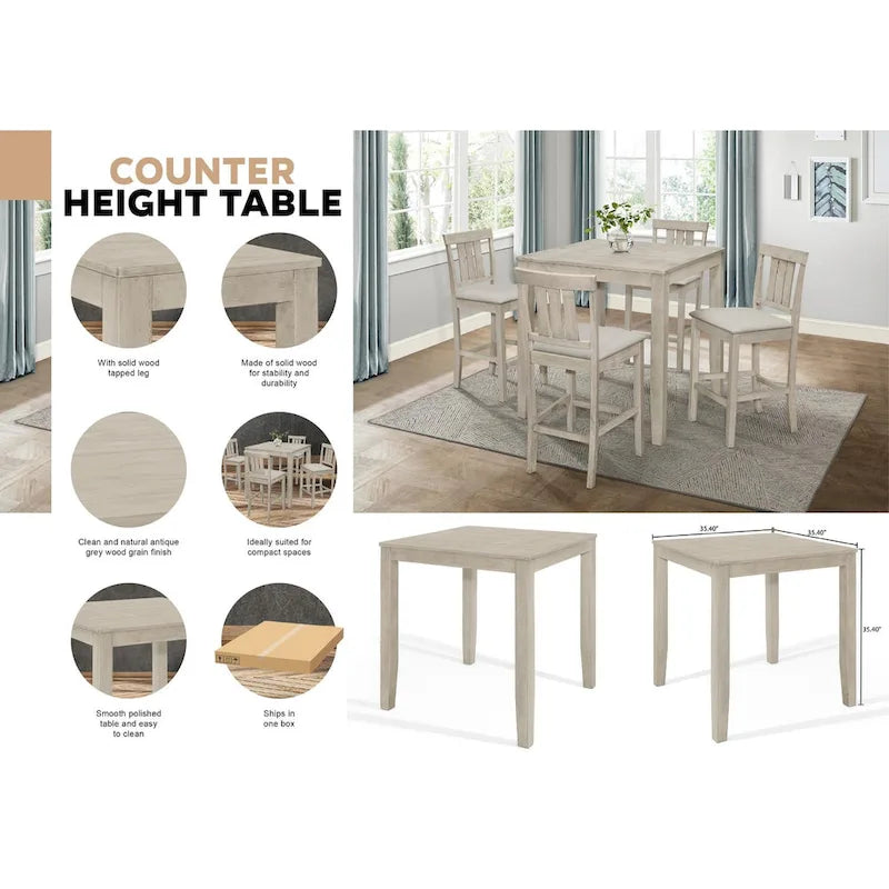 Table de salle à manger hauteur comptoir aux lignes épurées - Gris