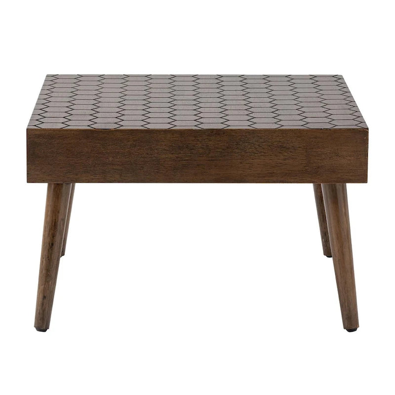 Table basse carrée rustique en bois massif pour salon - 24W x 24L x 15.3H
