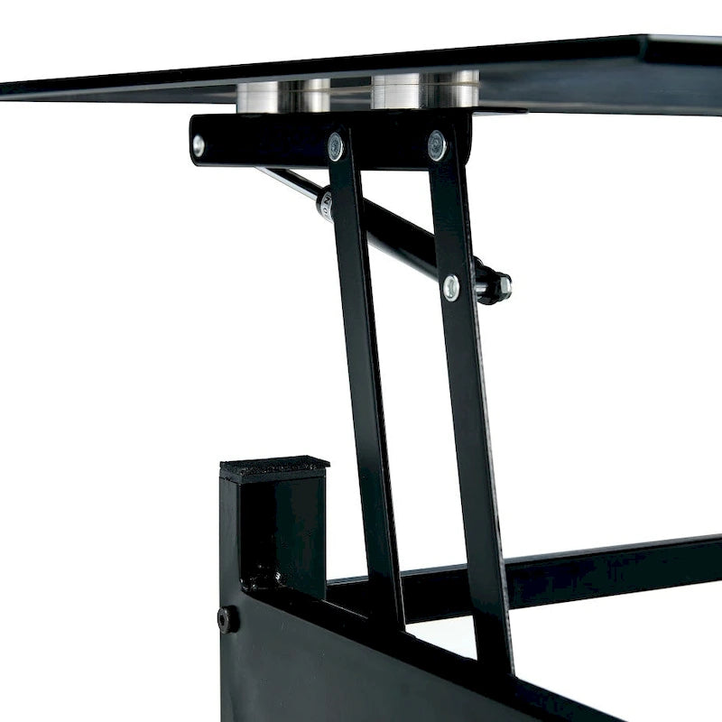 Table basse relevable en verre, noire