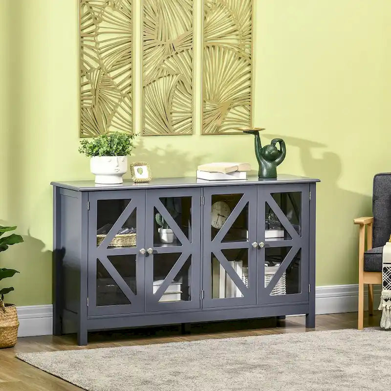 HOMCOM Kitchen Sideboard, Buffet Cabinet with Adjustable Storage Shelf