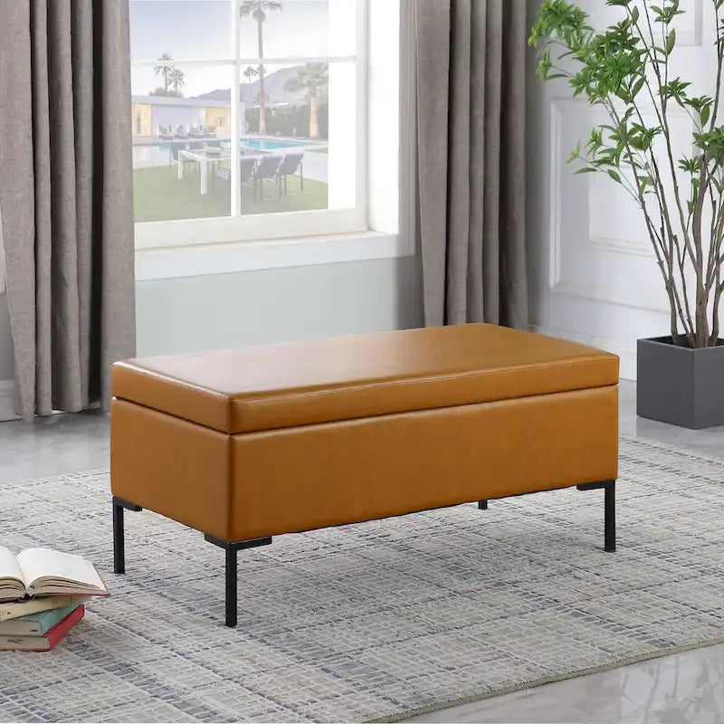Banc de rangement avec pieds en métal