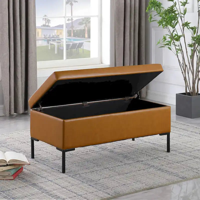 Banc de rangement avec pieds en métal