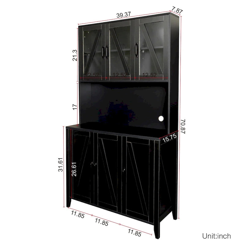 Grand garde-manger de cuisine avec portes vitrées