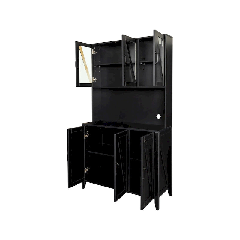 Grand garde-manger de cuisine avec portes vitrées