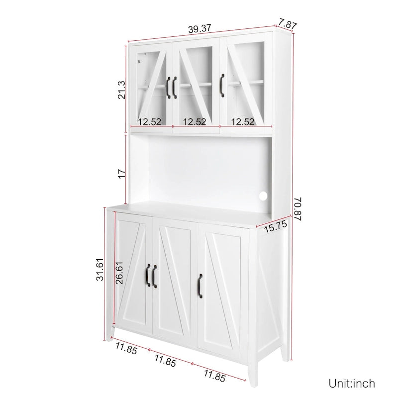 Grand garde-manger de cuisine avec portes vitrées