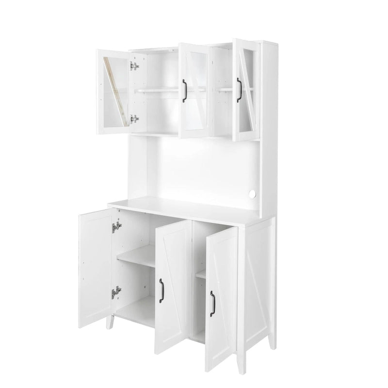 Grand garde-manger de cuisine avec portes vitrées