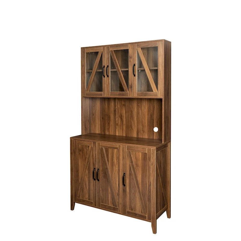 Grand garde-manger de cuisine avec portes vitrées