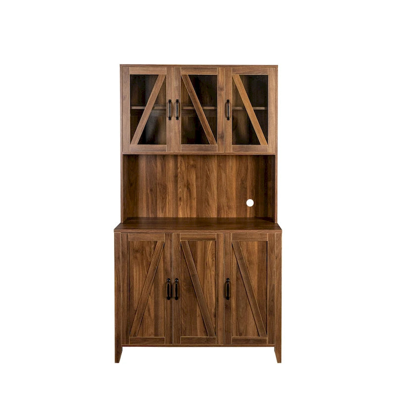 Grand garde-manger de cuisine avec portes vitrées