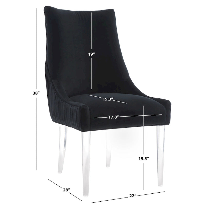 Chaise de salle à manger avec pieds en acrylique - 22 larg. x 28 prof. x 38 haut.