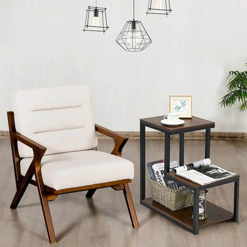 Table de chevet/d'appoint à 3 niveaux avec étagère de rangement pour