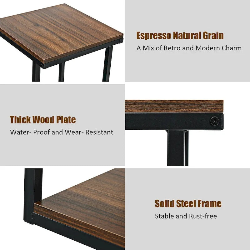 Table de chevet/d'appoint à 3 niveaux avec étagère de rangement pour