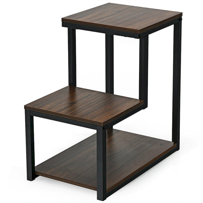 Table de chevet/d'appoint à 3 niveaux avec étagère de rangement pour