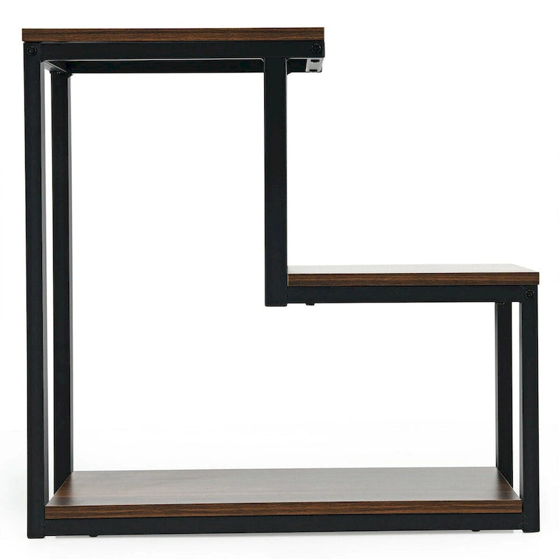 Table de chevet/d'appoint à 3 niveaux avec étagère de rangement pour