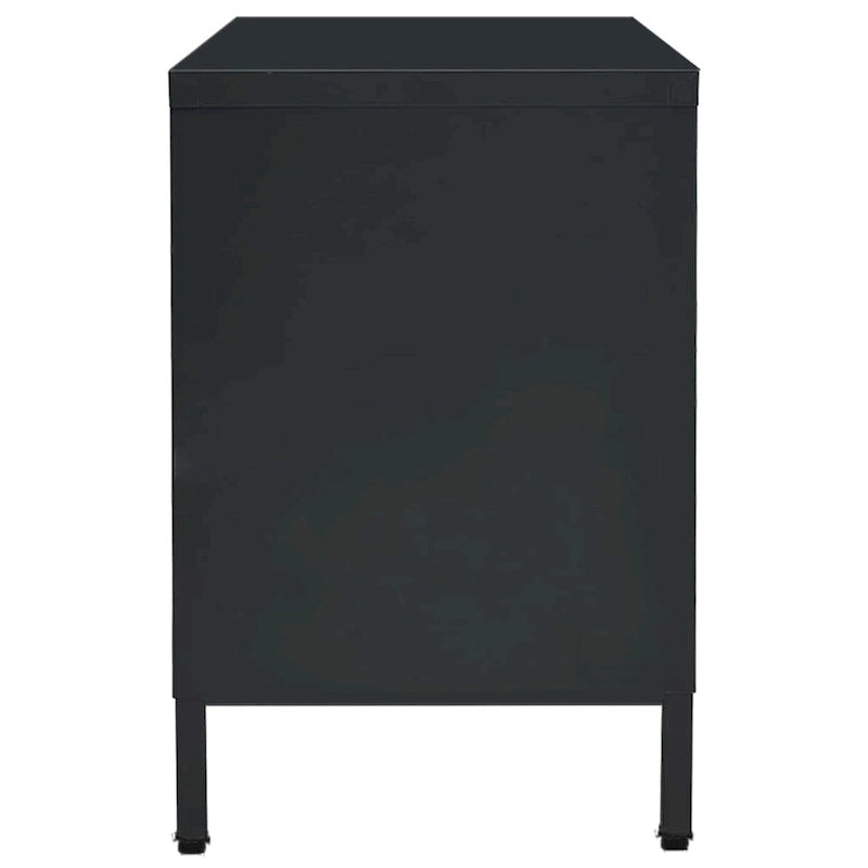 Meuble TV XL noir 41.3x13.7x20.4 Acier et verre - 41.3 x 13.7 x 20.4 - 41.3 x 13.7 x 20.4