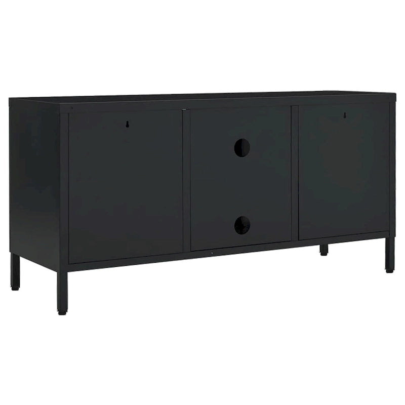 Meuble TV XL noir 41.3x13.7x20.4 Acier et verre - 41.3 x 13.7 x 20.4 - 41.3 x 13.7 x 20.4