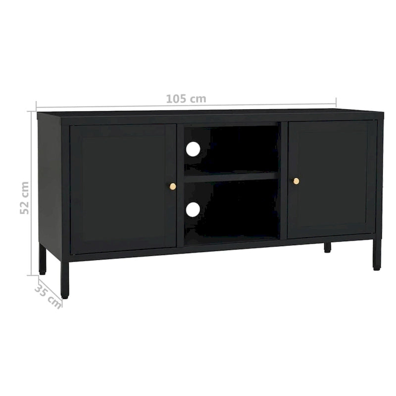 Meuble TV XL noir 41.3x13.7x20.4 Acier et verre - 41.3 x 13.7 x 20.4 - 41.3 x 13.7 x 20.4