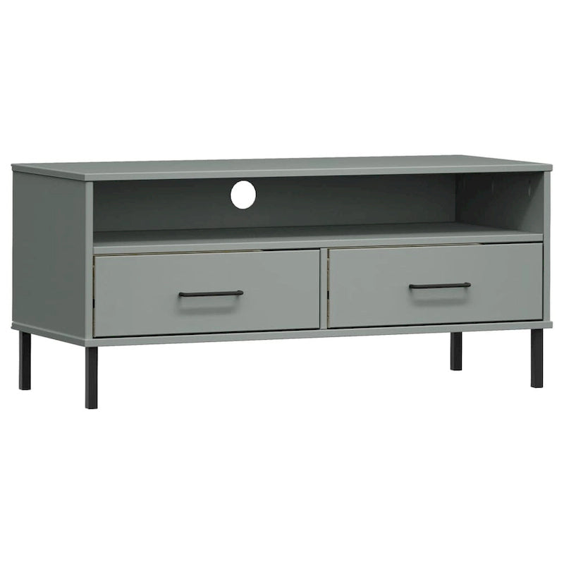Meuble TV XL Meuble TV Console TV avec pieds en métal Bois de pin massif OSLO - 106 x 40 x 46,5 cm