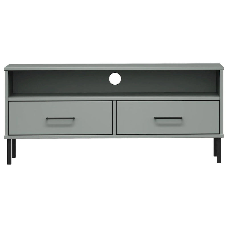 Meuble TV XL Meuble TV Console TV avec pieds en métal Bois de pin massif OSLO - 106 x 40 x 46,5 cm
