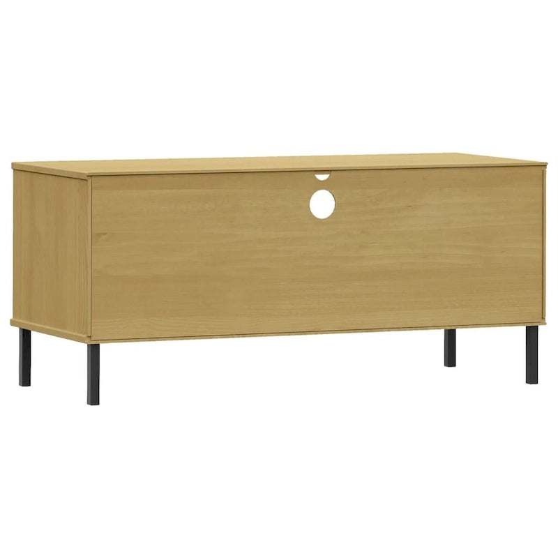 Meuble TV XL Meuble TV Console TV avec pieds en métal Bois de pin massif OSLO - 106 x 40 x 46,5 cm