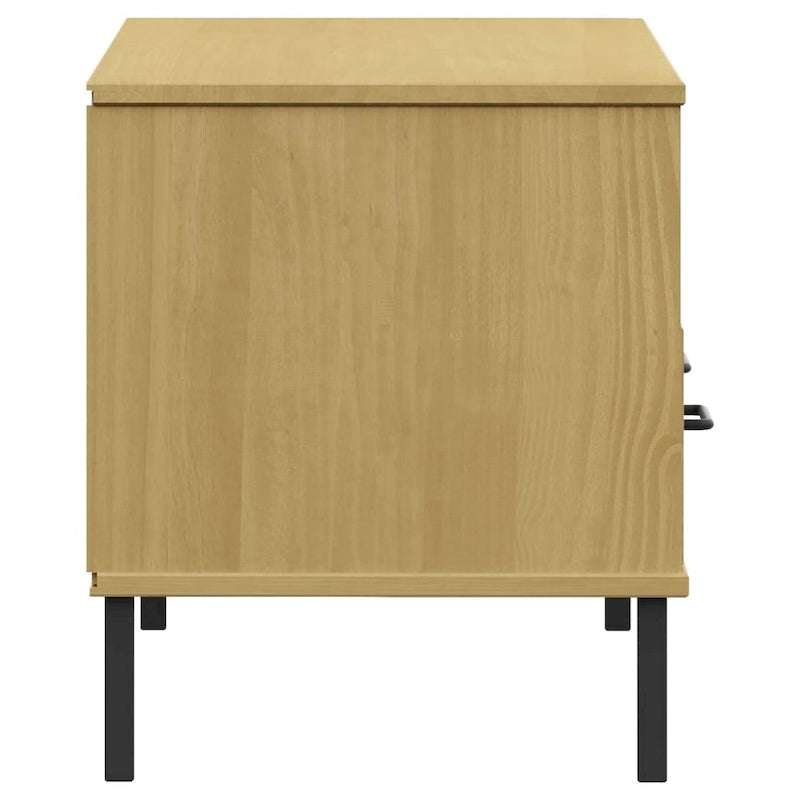 Meuble TV XL Meuble TV Console TV avec pieds en métal Bois de pin massif OSLO - 106 x 40 x 46,5 cm