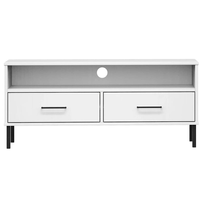 Meuble TV XL Meuble TV Console TV avec pieds en métal Bois de pin massif OSLO - 106 x 40 x 46,5 cm