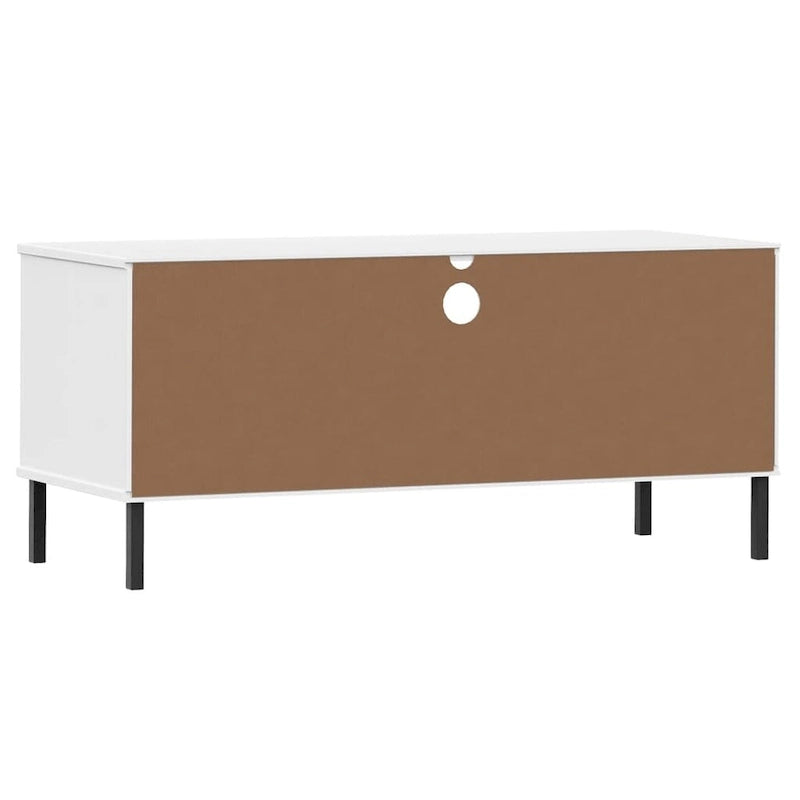 Meuble TV XL Meuble TV Console TV avec pieds en métal Bois de pin massif OSLO - 106 x 40 x 46,5 cm