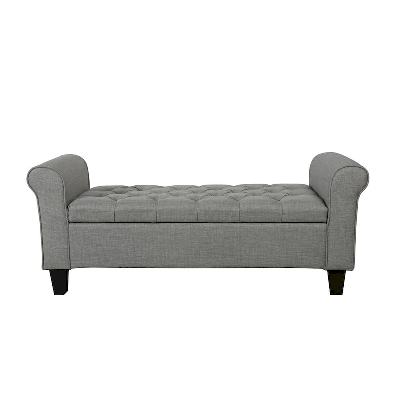 Banc de rangement capitonné en tissu avec couvercle à charnière