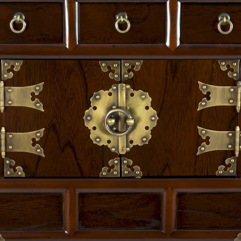 Table de chevet/d'appoint à 3 tiroirs de style antique coréen, fabriquée à la main (Corée)