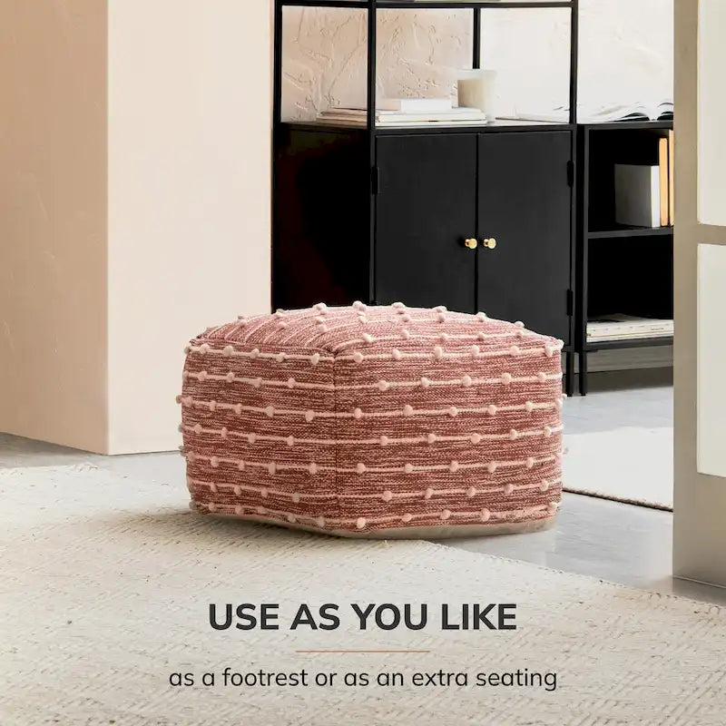 Pouf ottoman carré de 56 cm – Repose-pieds fait main pour salon, chambre, chambre d'enfant, crèche