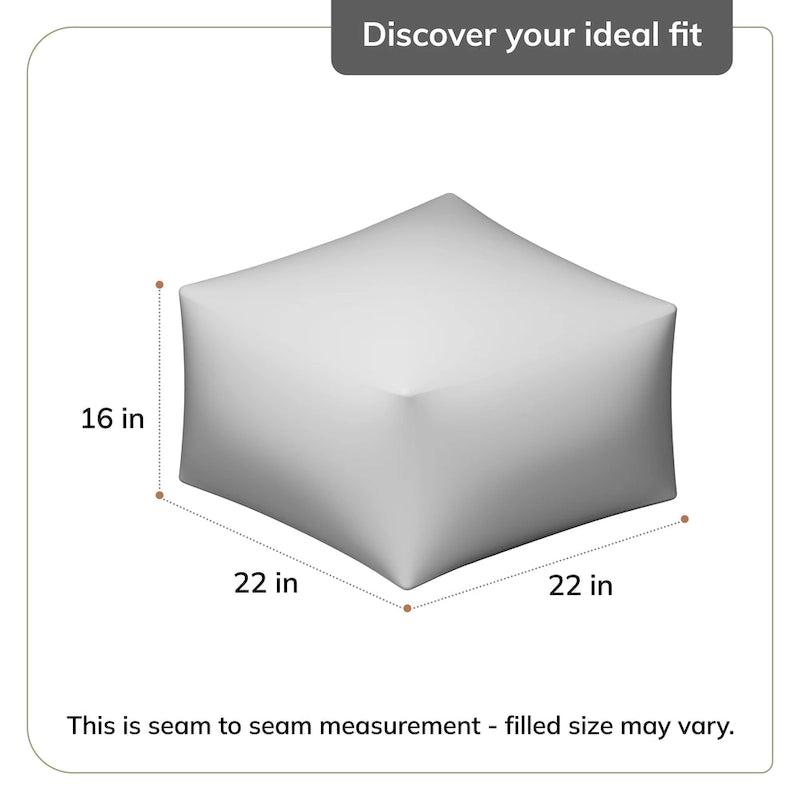 Pouf ottoman carré de 56 cm – Repose-pieds fait main pour salon, chambre, chambre d'enfant, crèche
