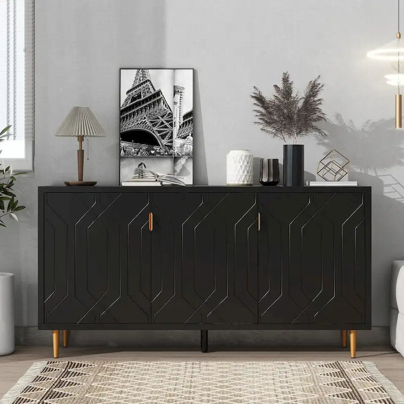 Meuble TV moderne pour téléviseur jusqu'à 70 pouces, console avec étagères réglables, buffet de rangement pour salon
