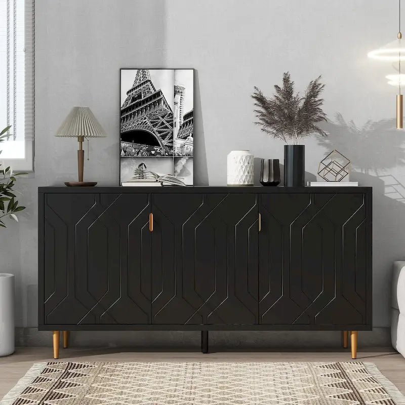 Modern TV Stand for TV up to 70 inch, Console Table with Adjustable Shelves,Storage Sideboard Cabinet for Living Room