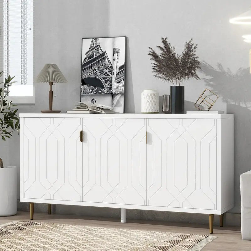 Meuble TV moderne pour téléviseur jusqu'à 70 pouces, console avec étagères réglables, buffet de rangement pour salon