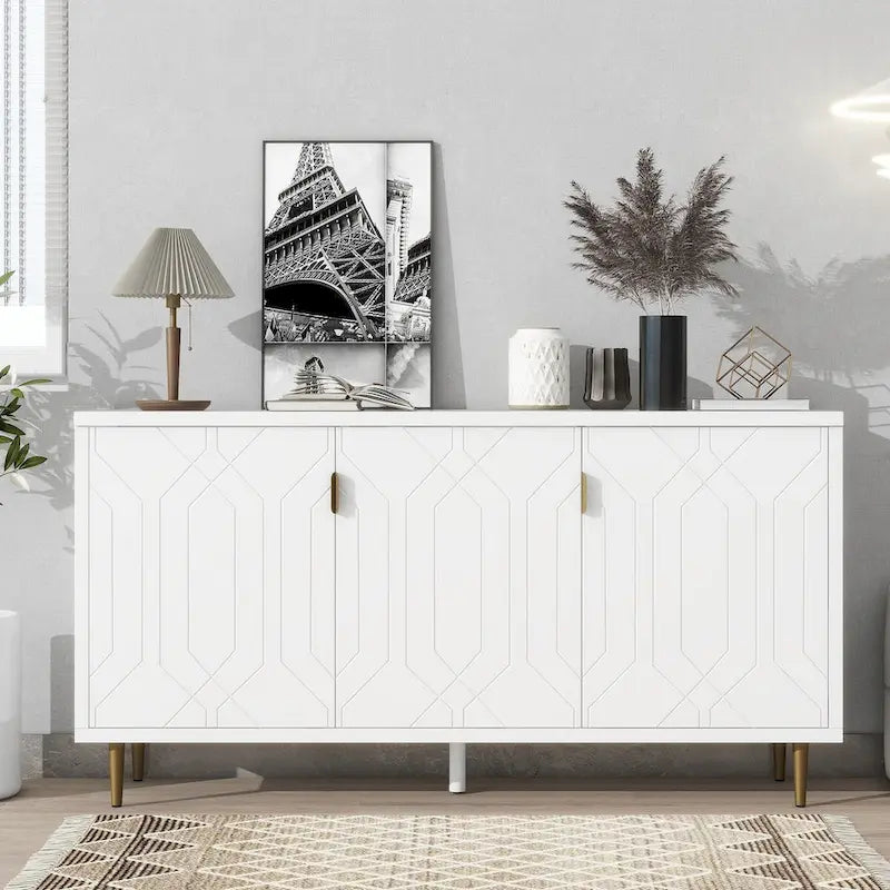 Meuble TV moderne pour téléviseur jusqu'à 70 pouces, console avec étagères réglables, buffet de rangement pour salon
