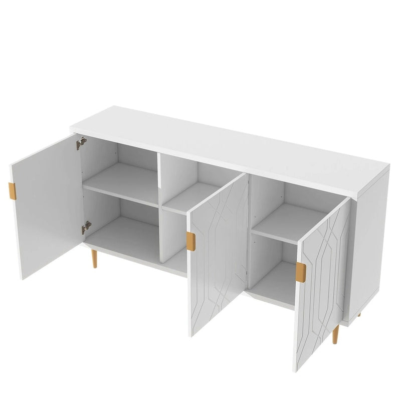Meuble TV moderne pour téléviseur jusqu'à 70 pouces, console avec étagères réglables, buffet de rangement pour salon