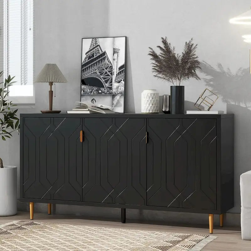 Meuble TV moderne pour téléviseur jusqu'à 70 pouces, console avec étagères réglables, buffet de rangement pour salon