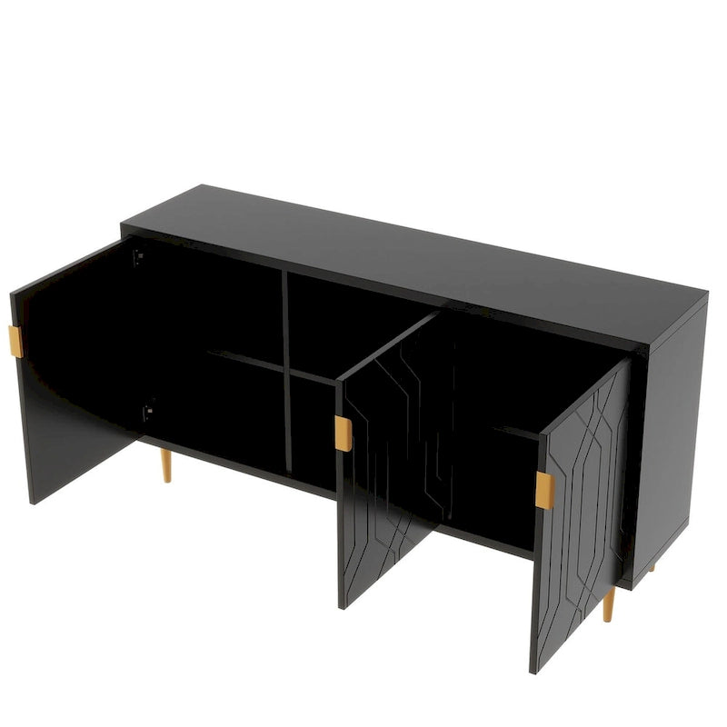 Meuble TV moderne pour téléviseur jusqu'à 70 pouces, console avec étagères réglables, buffet de rangement pour salon