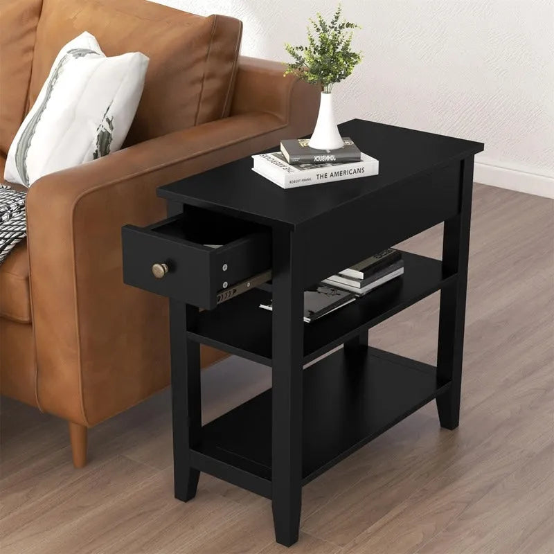 Table d'appoint étroite avec tiroir et étagère - 11,22P x 23,62L x 24,02H