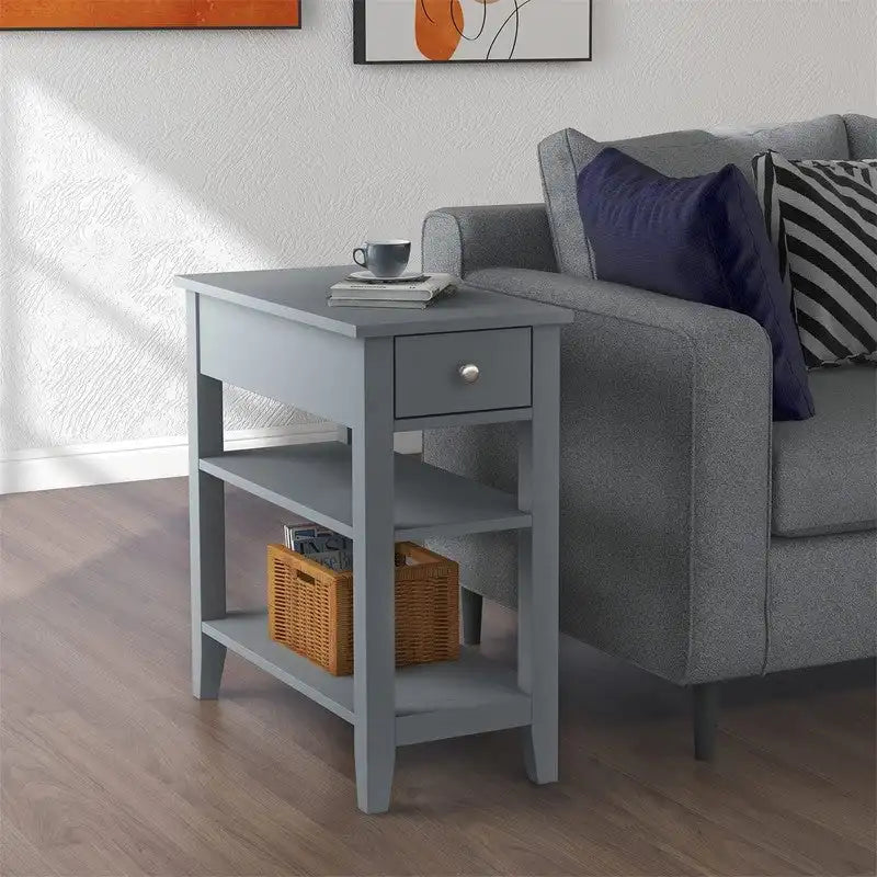 Table d'appoint étroite avec tiroir et étagère - 11,22P x 23,62L x 24,02H
