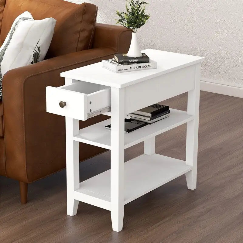 Table d'appoint étroite avec tiroir et étagère - 11,22P x 23,62L x 24,02H