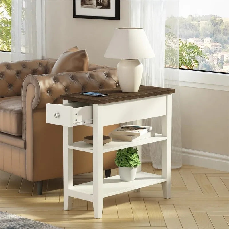 Table d'appoint étroite avec tiroir et étagère - 11,22P x 23,62L x 24,02H